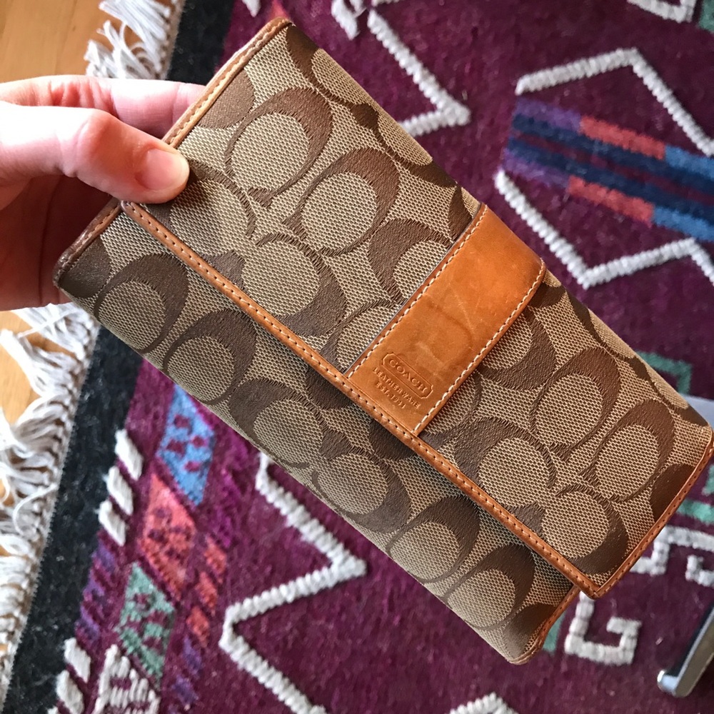 Coach signature trifold wallet